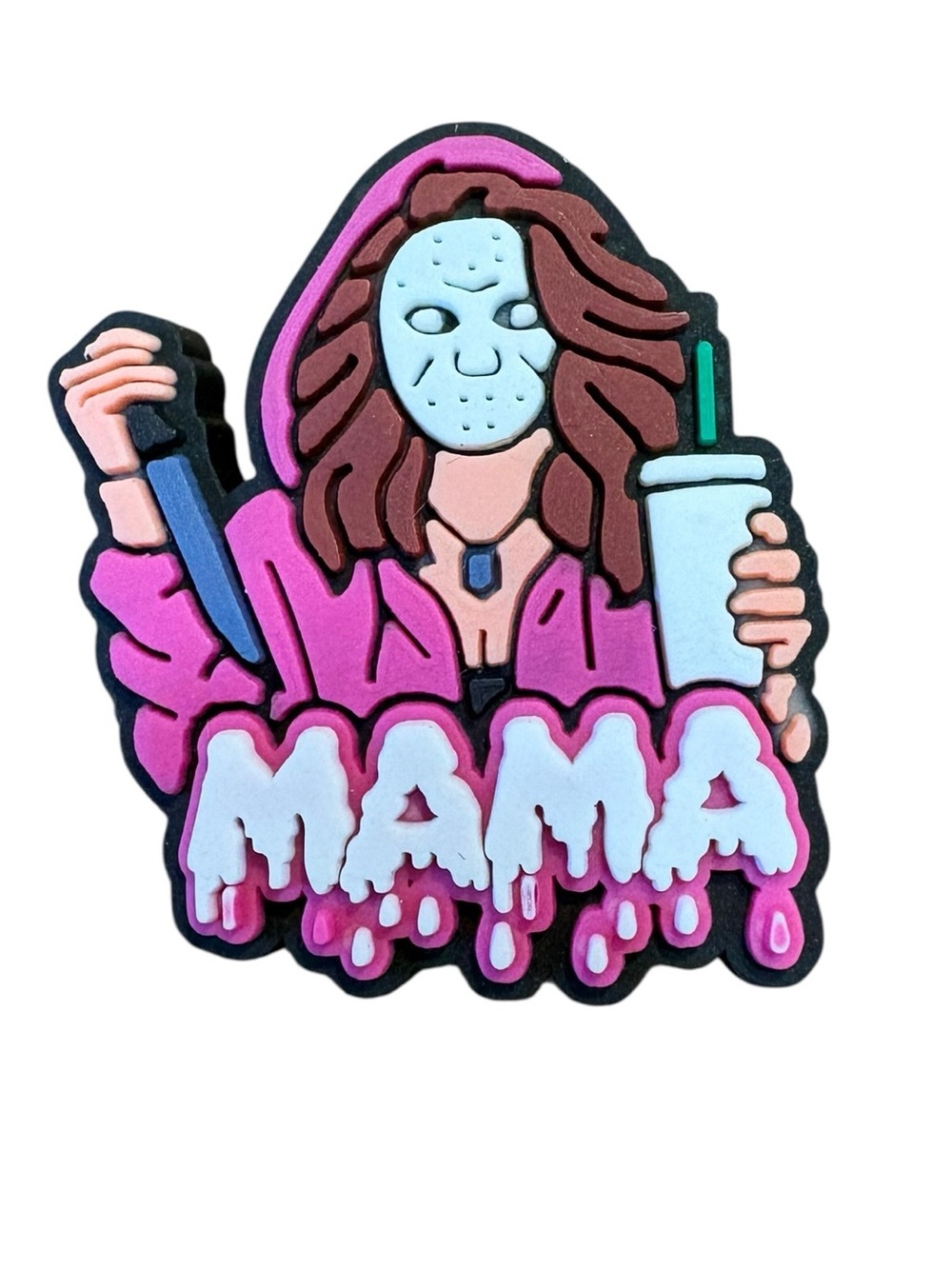 Mama Jason Voorhees Mask & Coffee Croc Charm
